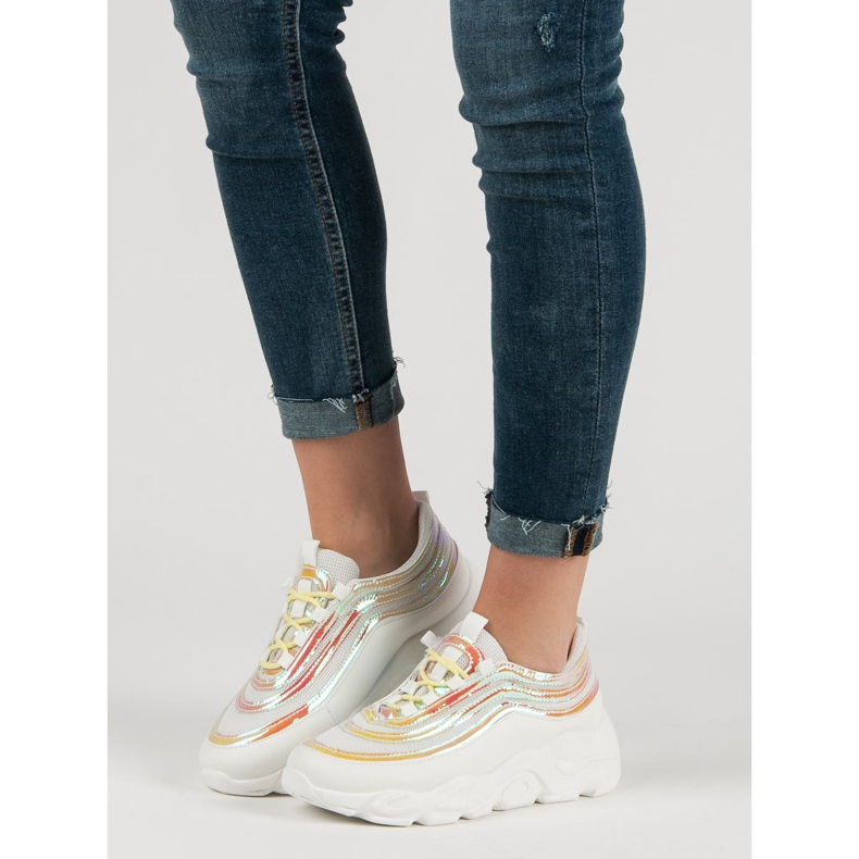 Calçados esportivos leves branco multicolorido 2