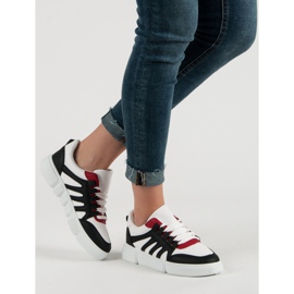 Calçados esportivos confortáveis branco preto 2