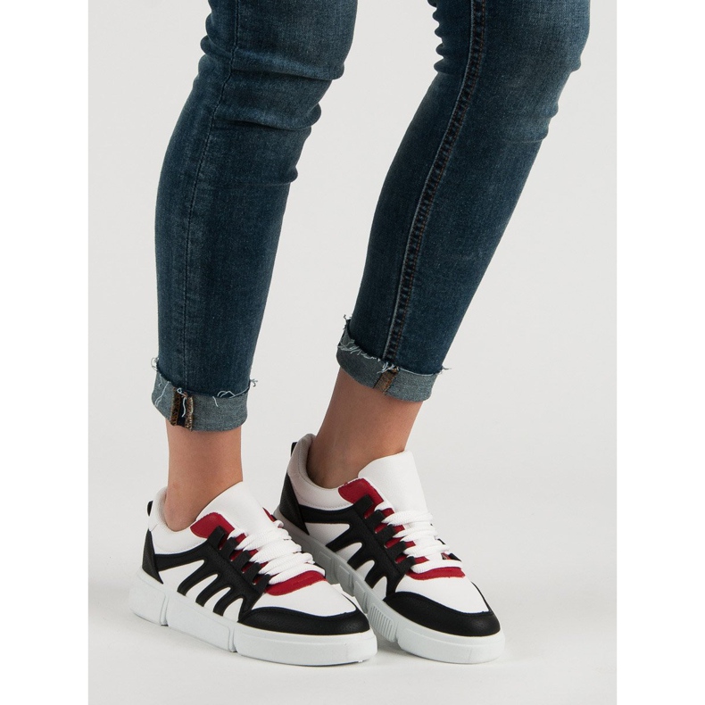 Calçados esportivos confortáveis branco preto 1