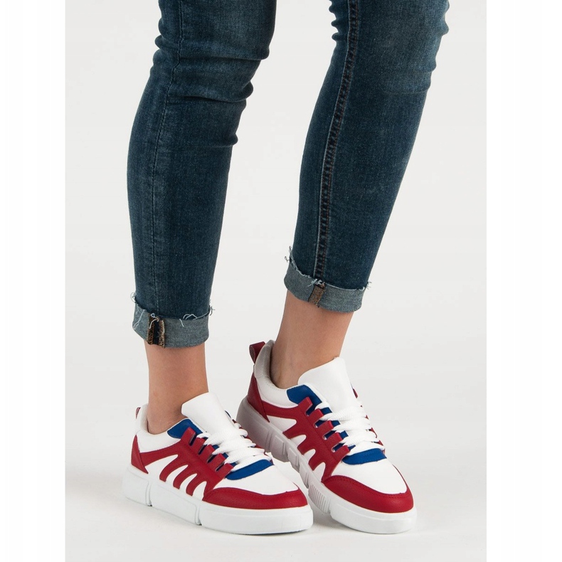 SHELOVET Calçados esportivos confortáveis branco vermelho 1