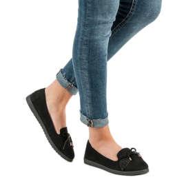 Comer Bailarinas de camurça negra preto 1