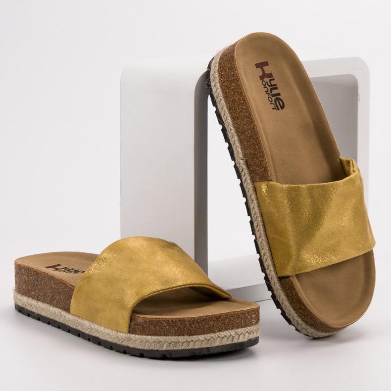 Kylie Chinelos de mostarda brilhante amarelo 1