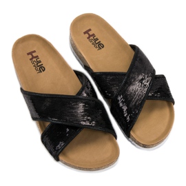 Kylie Chinelos pretos com lantejoulas 2