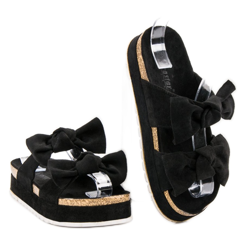 Seastar Chinelos com laços preto 1 Seastar Chinelos com laços preto 1