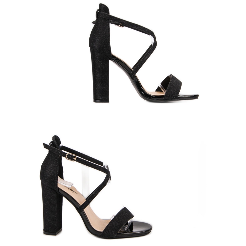 Seastar Sandálias Elegantes Com Brilho preto 1 Seastar Sandálias Elegantes Com Brilho preto 1