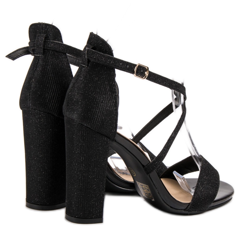 Seastar Sandálias Elegantes Com Brilho preto 2 Seastar Sandálias Elegantes Com Brilho preto 2