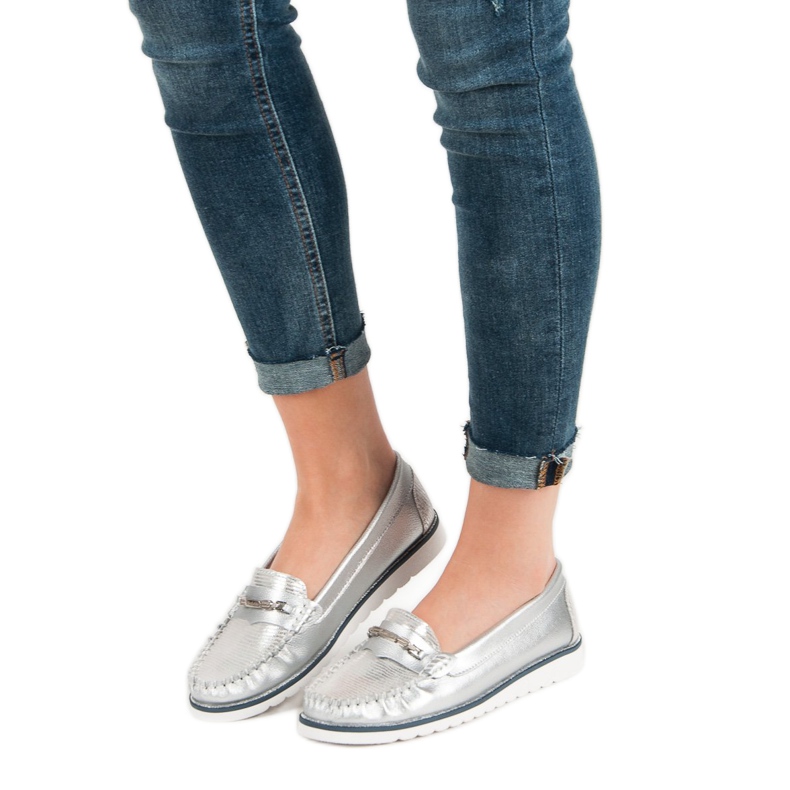 Filippo Mocassins de Couro Confortáveis cinza 2