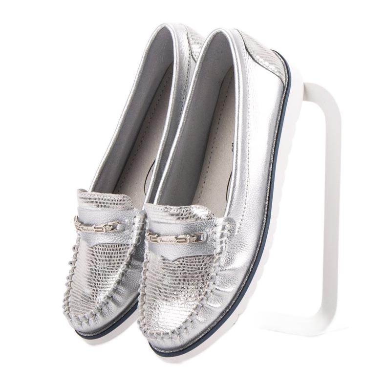 Filippo Mocassins de Couro Confortáveis cinza 1