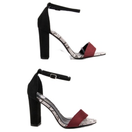 Danic Sandálias de salto alto preto vermelho 2