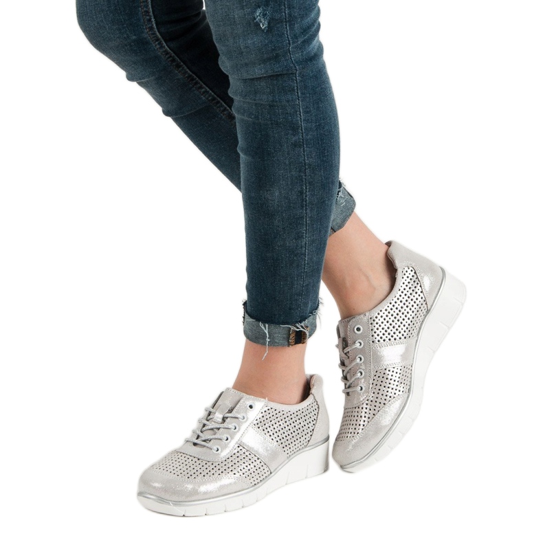 Filippo Sapatos de couro a céu aberto cinza 1