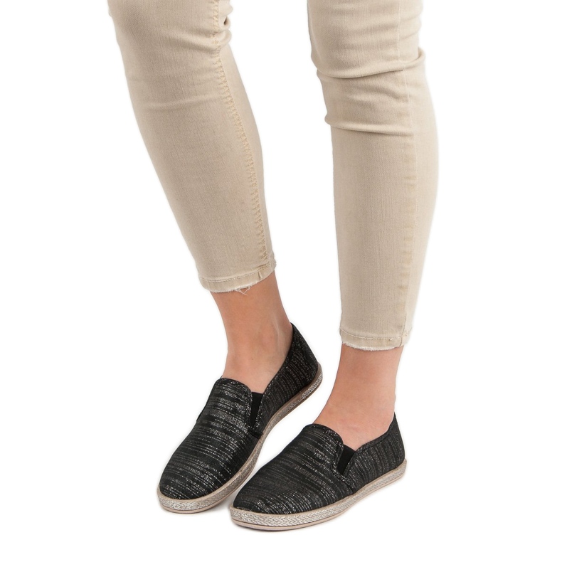 Ideal Shoes Slipons confortáveis preto 1