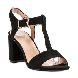 Anesia Paris Sandálias Pretas em Bar preto 1