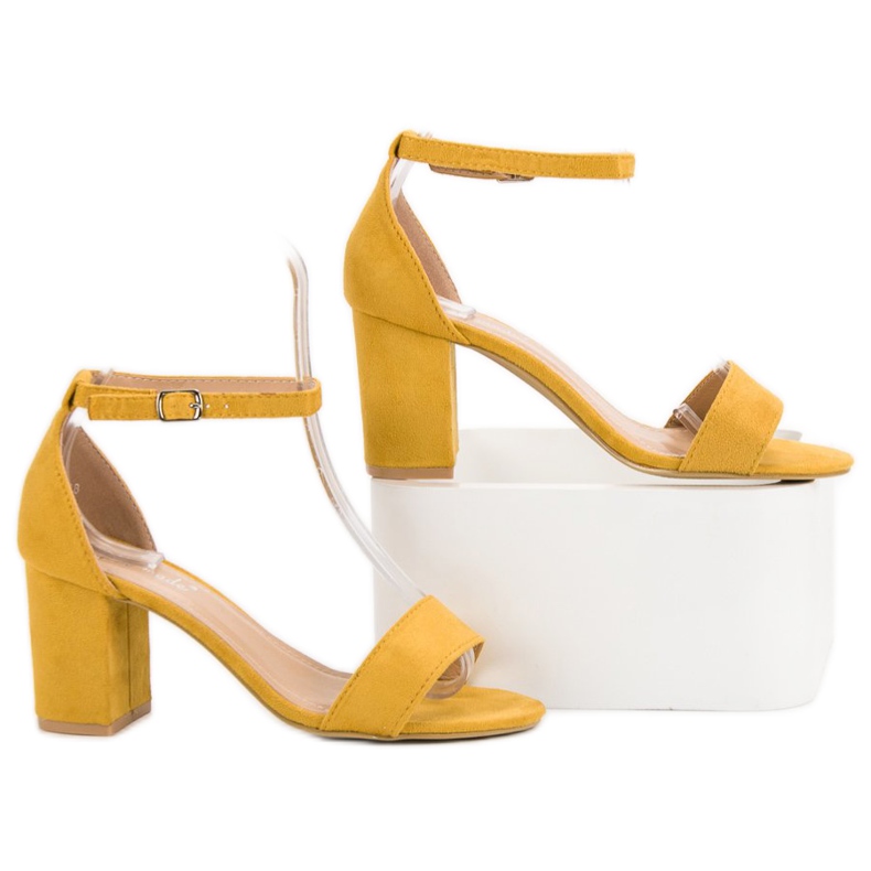 Super Mode Sandálias Elegantes de Camurça amarelo 1