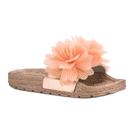 Seastar Chinelos laranja com flores amarelo 1