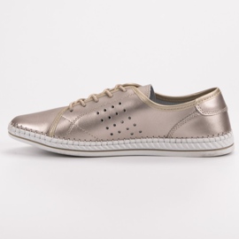 Kylie Sapatos de couro com atacadores dourado 2