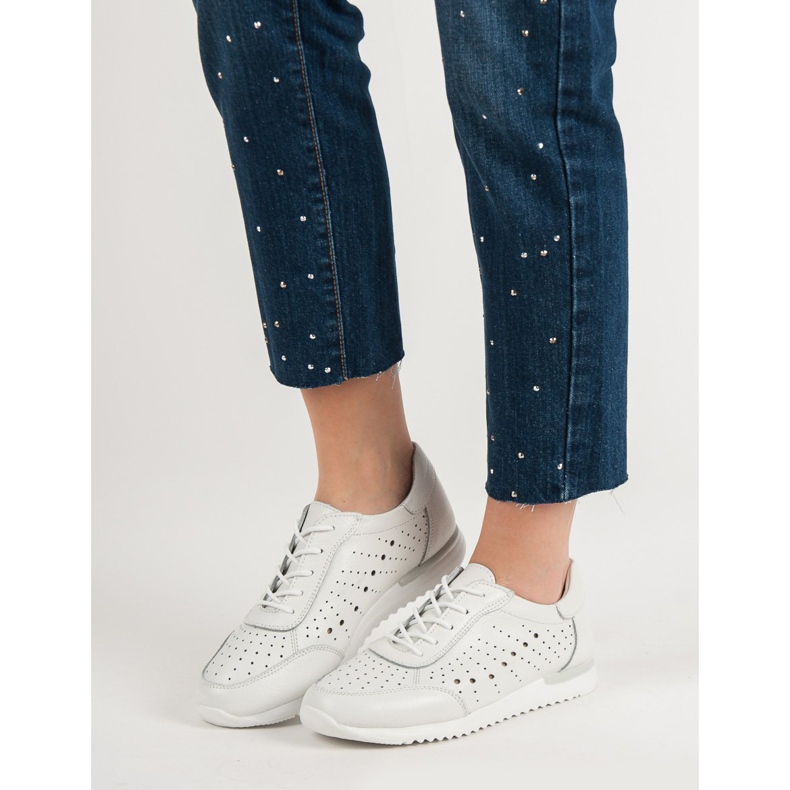 Kylie Sapatos de couro branco 1