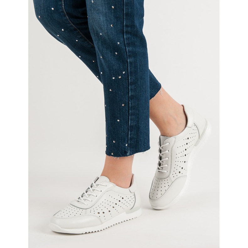 Kylie Sapatos de couro branco 2