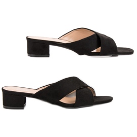 Small Swan Chinelos elegantes de camurça preto 1