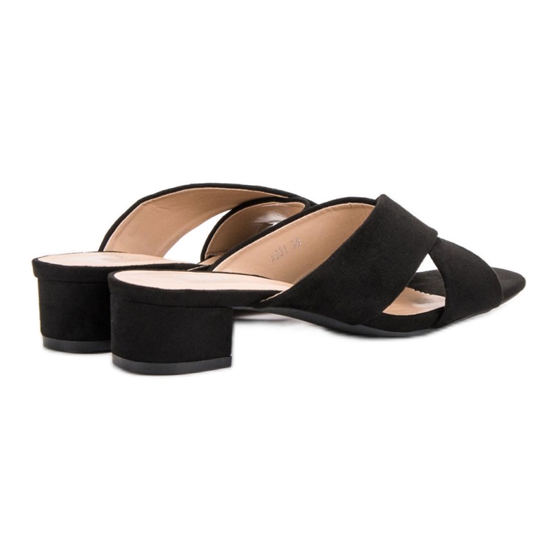 Small Swan Chinelos elegantes de camurça preto 2