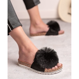 Seastar Chinelos com pompom preto 2