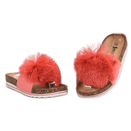 Seastar Chinelos com pompom vermelho 2