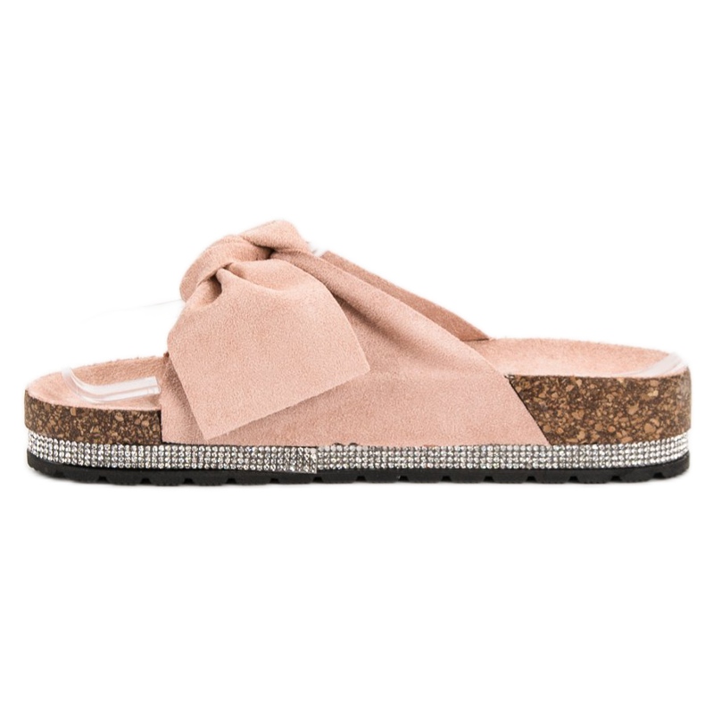 Anesia Paris Chinelos de camurça com cristais rosa 1