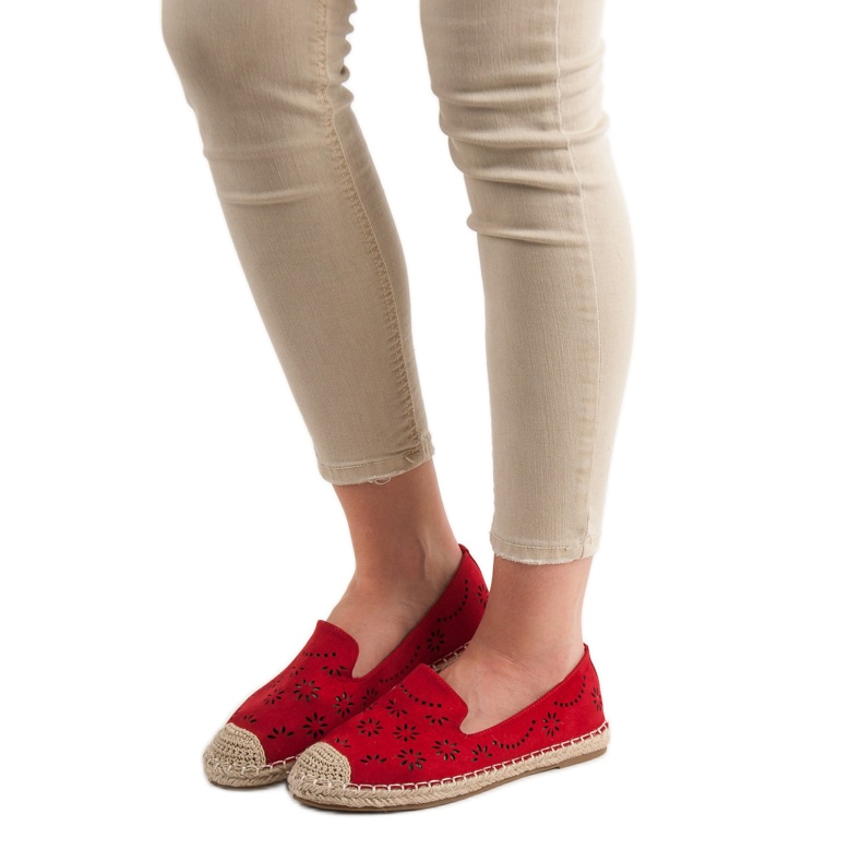 Primavera Senhores Openwork vermelho 2