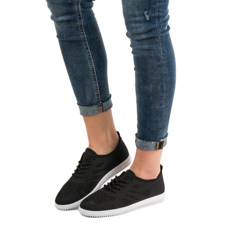 SHELOVET Calçado de renda têxtil preto 1