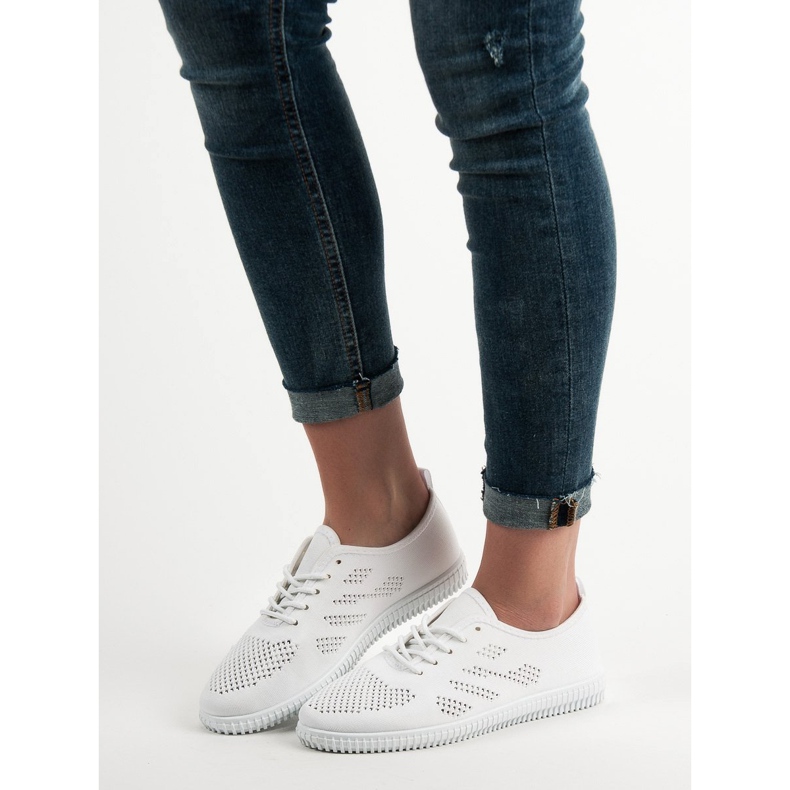 SHELOVET Calçado de renda têxtil branco 1