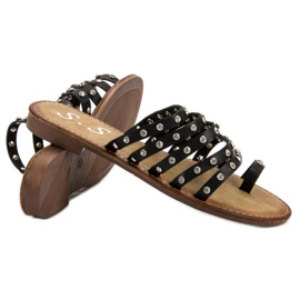 SHELOVET Chinelos com strass preto 1