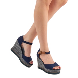 Primavera Sandálias de cunha azul 2