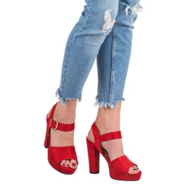 SHELOVET Sandálias vermelhas na plataforma vermelho 2