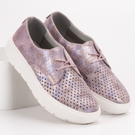 Goodin Sapatos de couro leves rosa multicolorido 1