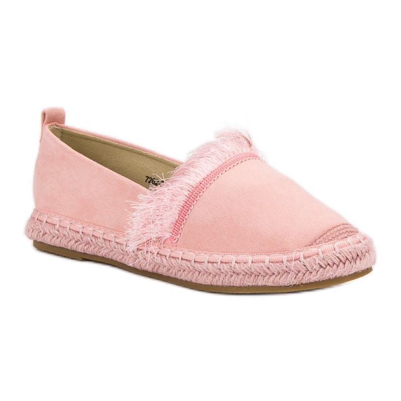 Lily Shoes Alpercatas com franjas rosa 1