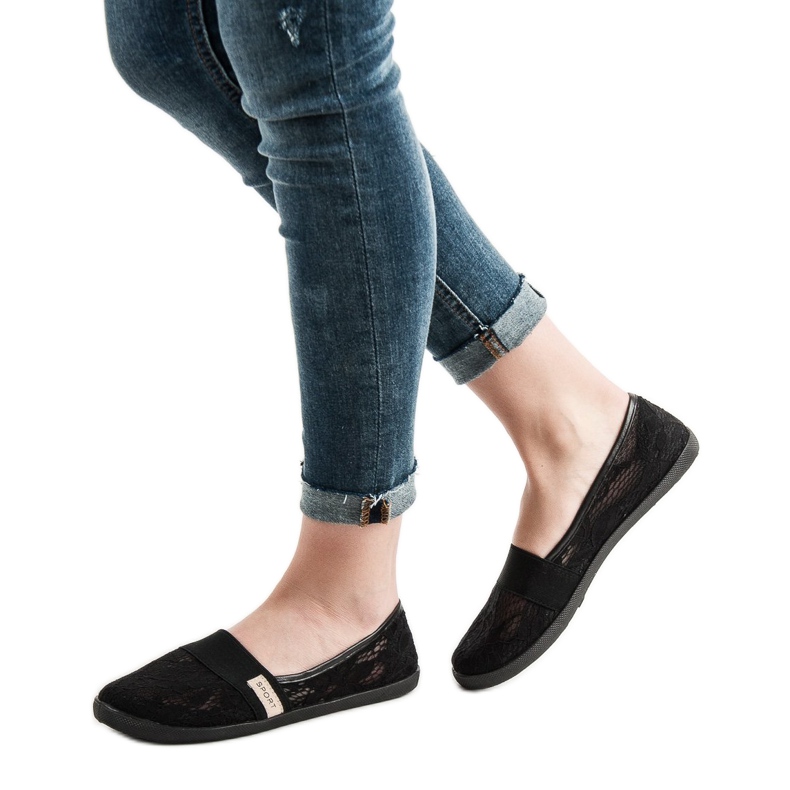 SHELOVET Bailarinas de renda preto 1