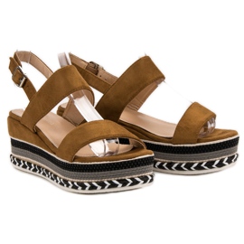 Primavera Sandálias Boho Wedge castanho 1