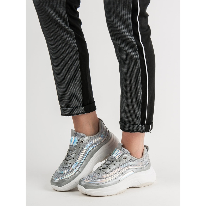 SHELOVET Tênis na plataforma cinza 2