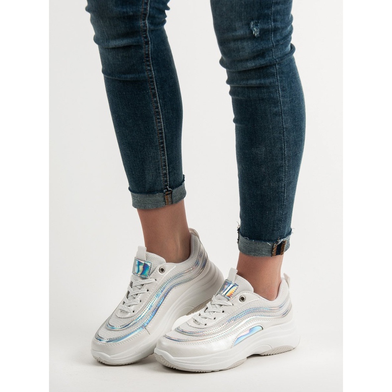 SHELOVET Tênis na plataforma branco 1