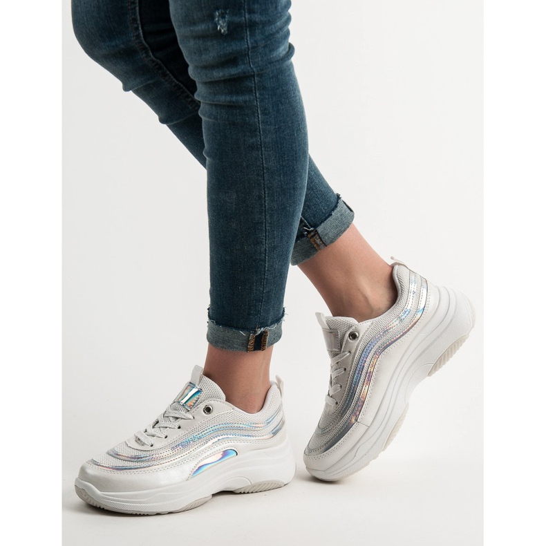 SHELOVET Tênis na plataforma branco 2