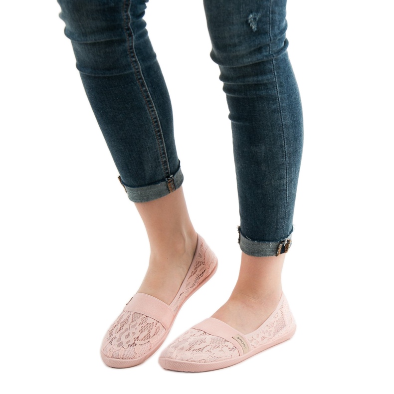 SHELOVET Bailarinas de renda rosa 1