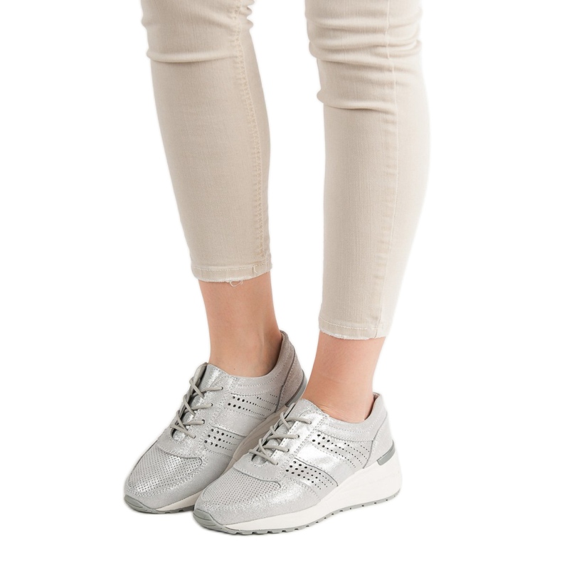 Sapatos de couro VINCEZA cinza 2