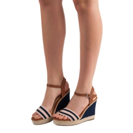 Primavera Sandálias casuais de cunha azul azul marinho 1