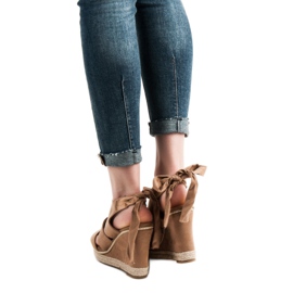 Anesia Paris Sandálias de cunha marrom 1