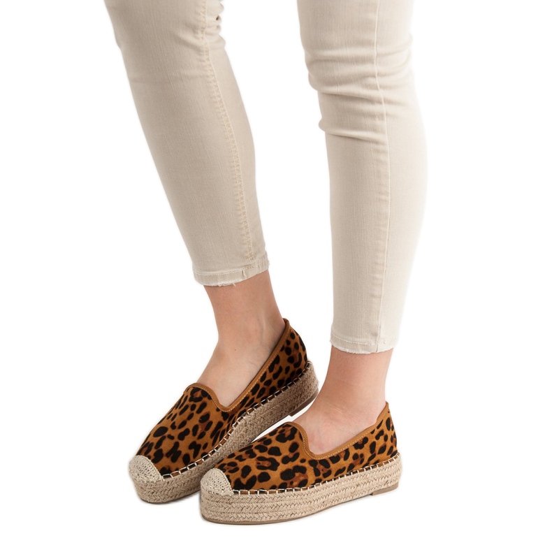 Best Shoes Senhores na plataforma com estampa de leopardo marrom 1