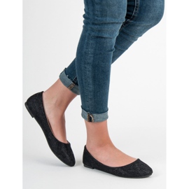 SHELOVET Bailarinas de renda com brilho preto 2