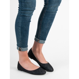 SHELOVET Bailarinas de renda com brilho preto 1