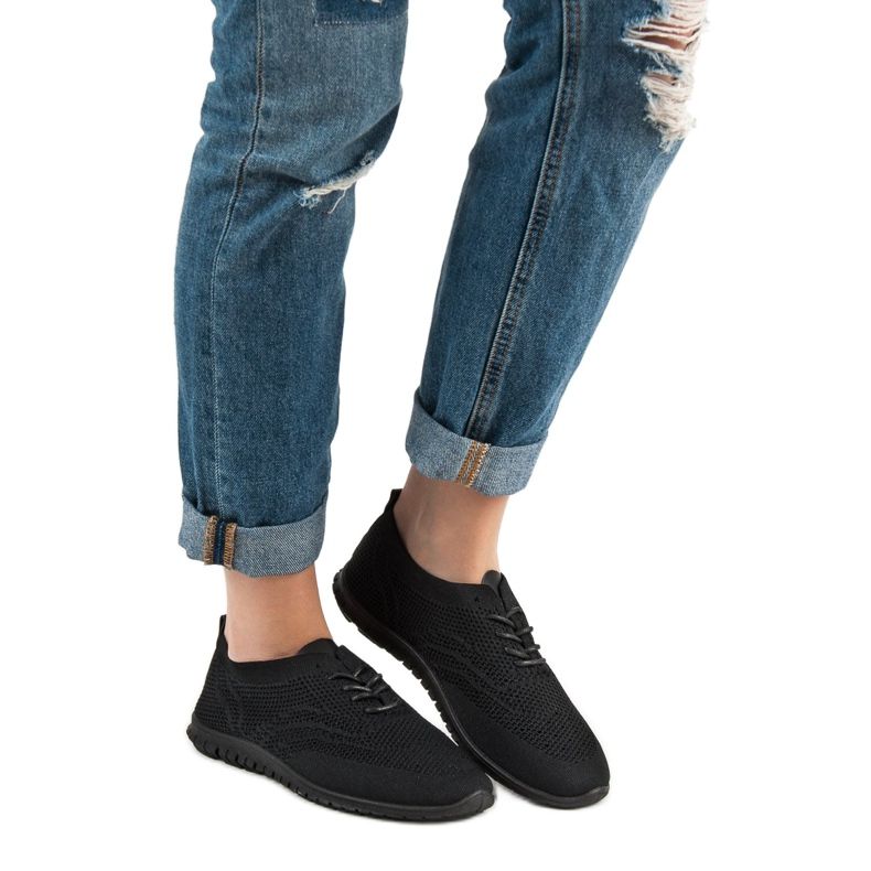 SHELOVET Calçado de renda têxtil preto 1