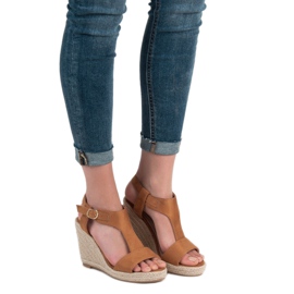 Anesia Paris Sandálias de cunha elegantes castanho 1