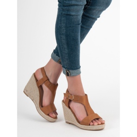 Anesia Paris Sandálias de cunha elegantes castanho 2