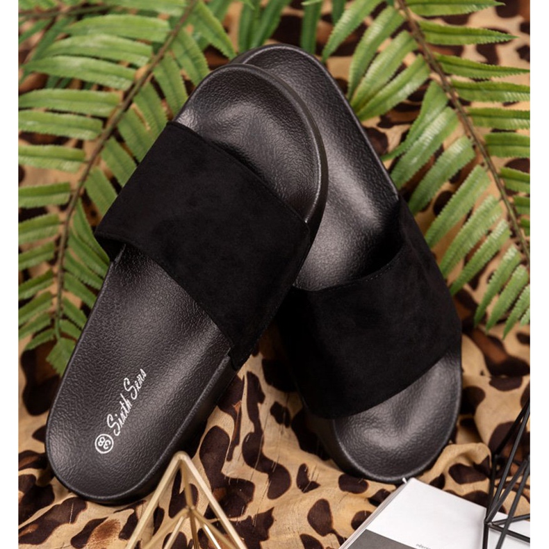 SHELOVET Chinelos esportivos de camurça preto 1